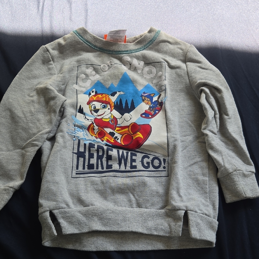 Paw Patrol Grey Sweatshirt with Bright Sledding Graphic